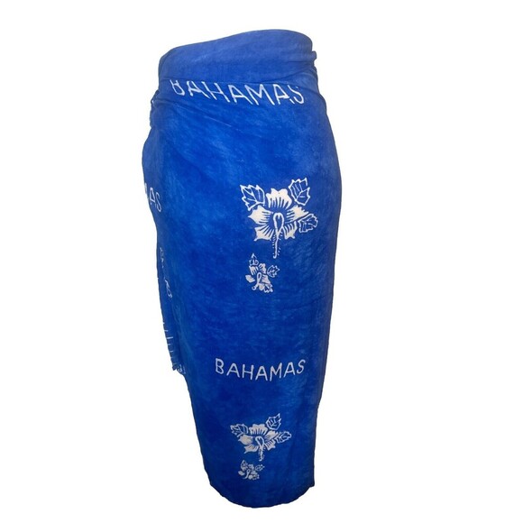 Royal BLUE & WHITE Floral Bahamas Swimsuit Dress Skirt Cover Up One Size - Picture 3 of 5